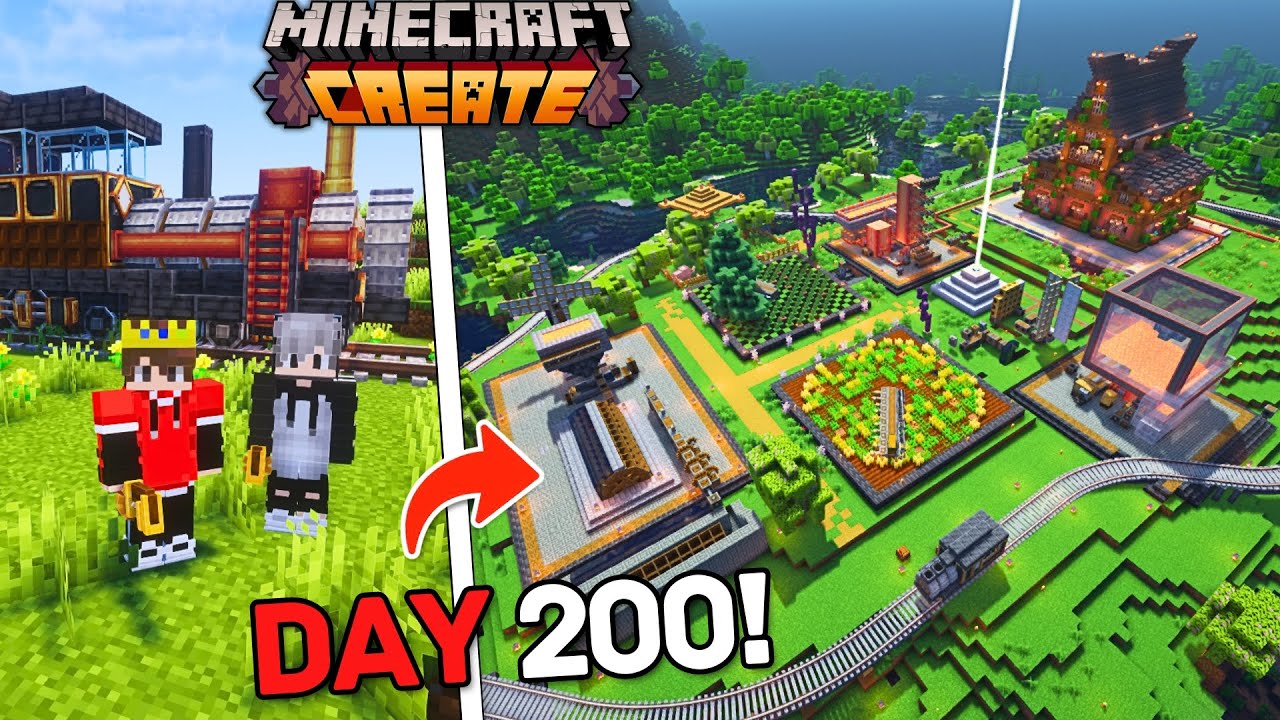 We Survived 200 Days in Create Mod in Minecraft (Hindi) | マイクラ ...