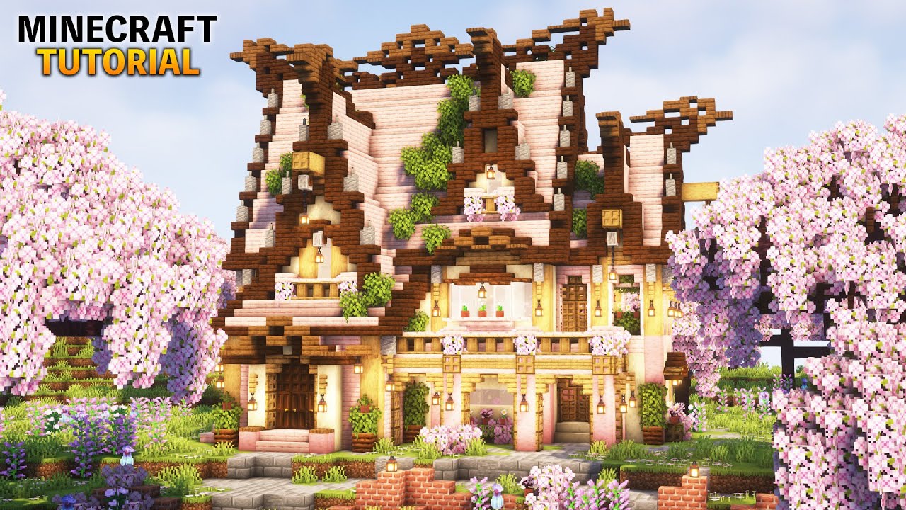 【マイクラ】大きな桜の家の作り方(内装あり)【マインクラフト】【建築講座】【Minecraft】 | マイクラ(Minecraft)動画まとめ